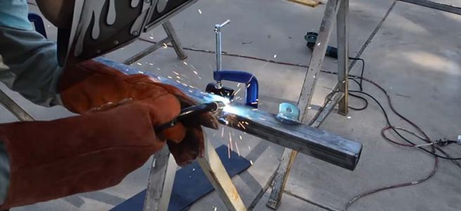 welding a steel gate